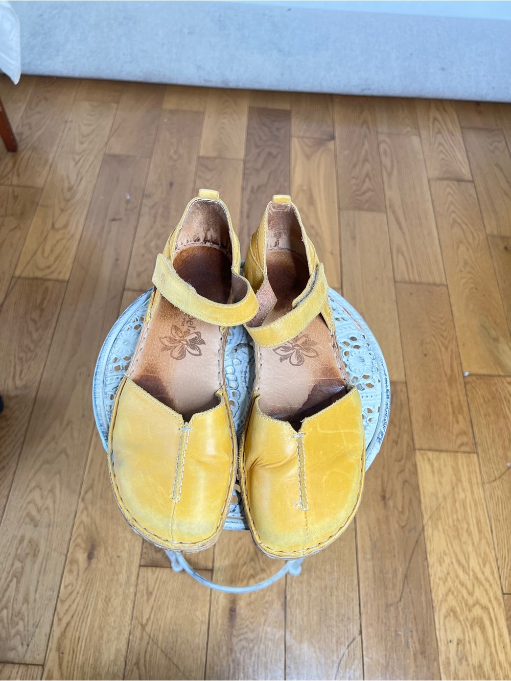 Josef Seibel Yellow Leather Mary Jane Style Flats